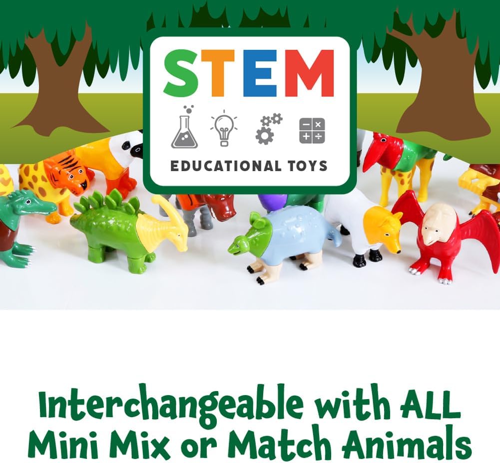 POPULAR PLAYTHINGS Magnetic Animals for Toddlers 1-3, Mini Mix or Match Animal Toys, Set of 7 Gift for Kids - Jungle Animals with Pop-up Playmat - Image 8