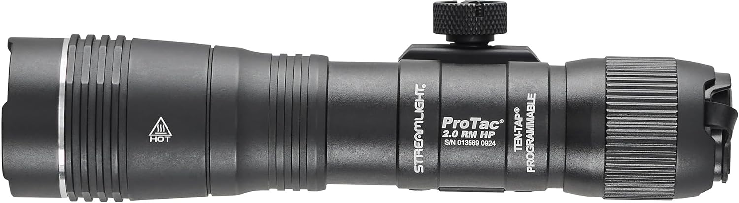 Streamlight 89015 ProTac Rail-Mount HP-X Pro System 800-Lumen 105000-Candela Tactical Flashlight with JackCap Tail Switch, M-LOK Mount, Pressure Switch, and Non-Rechargeable Batteries, Black
