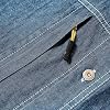 Camisas de Hombre Casual Grandes y Altos Manga Larga Denim Botones Tshirt Ajustada Cuello Sólido con Bolsillos 8
