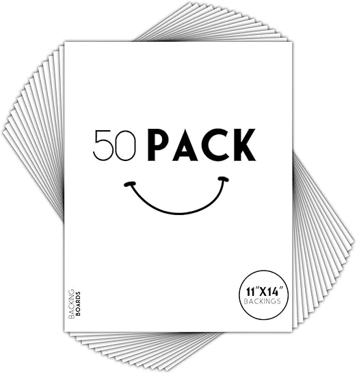 Golden State Art, 11x14 Picture Mat Matte Backerboards for Framing. Pack Contains 50 Backing Boards (White, 50 Pack)