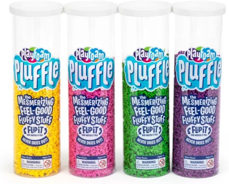 Educational Insights Playfoam Pluffle for Sensory Bins 4-Pack Green, Pink, Yellow & Purple, Ages 3+