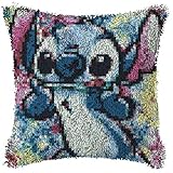 Latch Hook Lilo Stitch Kits Cushion Cover Pillowcase Embroidery DIY Kit for Adults and Kids, 17'x17'