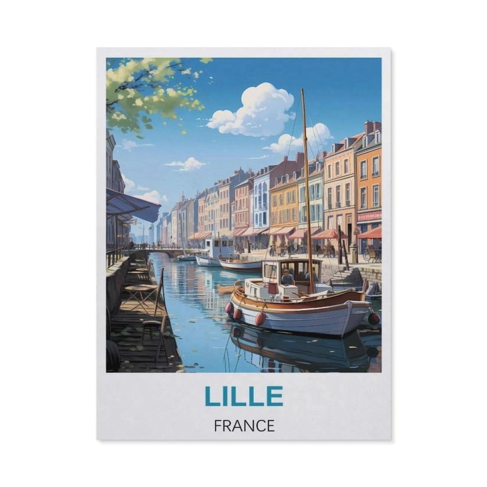 BEAYODKP Diamond Painting Kits for Adults and Kids，Lille France Vintage Travel Poster，Full Drill Round Rhinestone Paint with Diamonds（50 x 60 cm/19.68 x 23.62 inches）-CA12