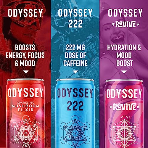 Odyssey Elixir Sparkling Adaptogen Drink, Low Calorie Drinks, L Theanine, Lions Mane, Cordyceps & Green Tea Caffeine For Energy & Focus thumb #5