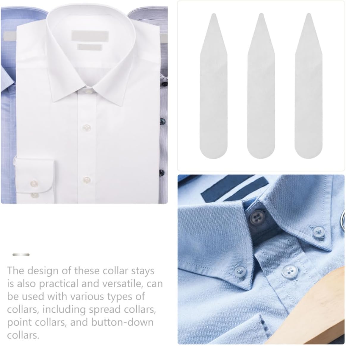200pcs Shirt Collar Stays Mens Collar Stays for Men Shirts Formal Wear