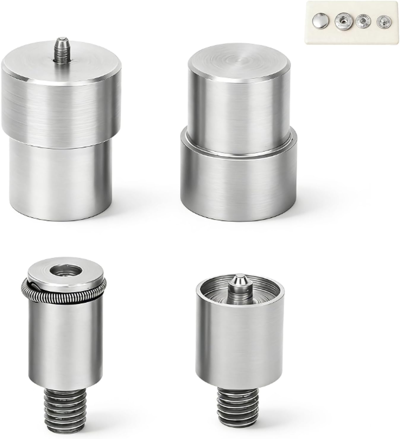 Snap Button Dies Set, 4 Pcs Snap Fastener Heavy Duty Press Button Die Pattern Die Set for Hand Press Machine Setter Stainless Steel Button Surface Dia Snap Button Dies Pattern Die Set for 831 Buttons