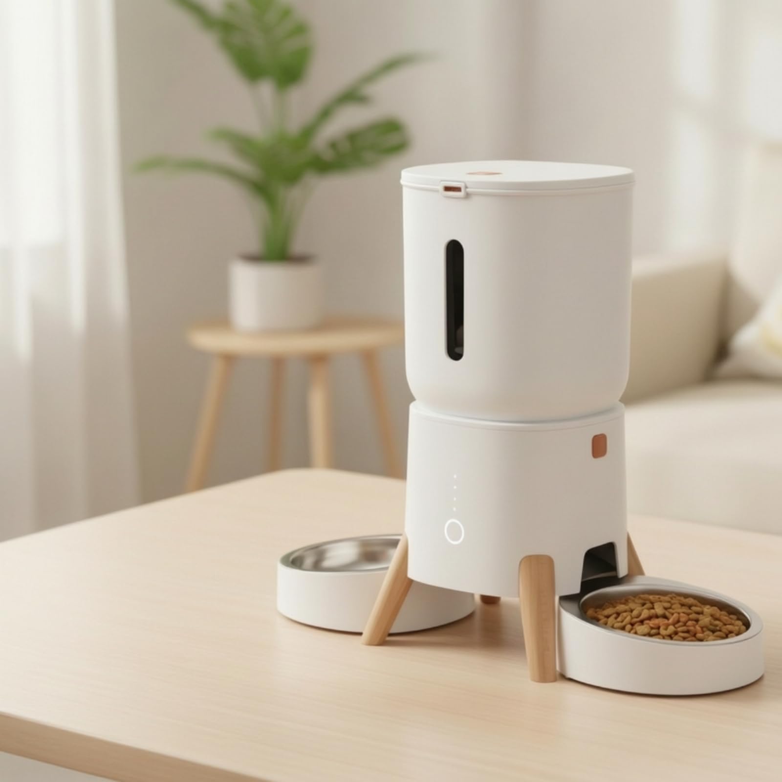 Mangiatoia Automatica con Due Ciotole in Acciaio Inox Mangiatoia con Ciotola Doppia Trasparente Alimentatore per, Casa, Appartamento