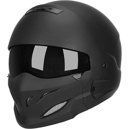 Open Face Motorcycle Helmet for Unisex-Adult Dirt Bike ATV Scooter Cruiser Full Face Motocross Helmet Interchangeable Mouth Cover DOT Approved