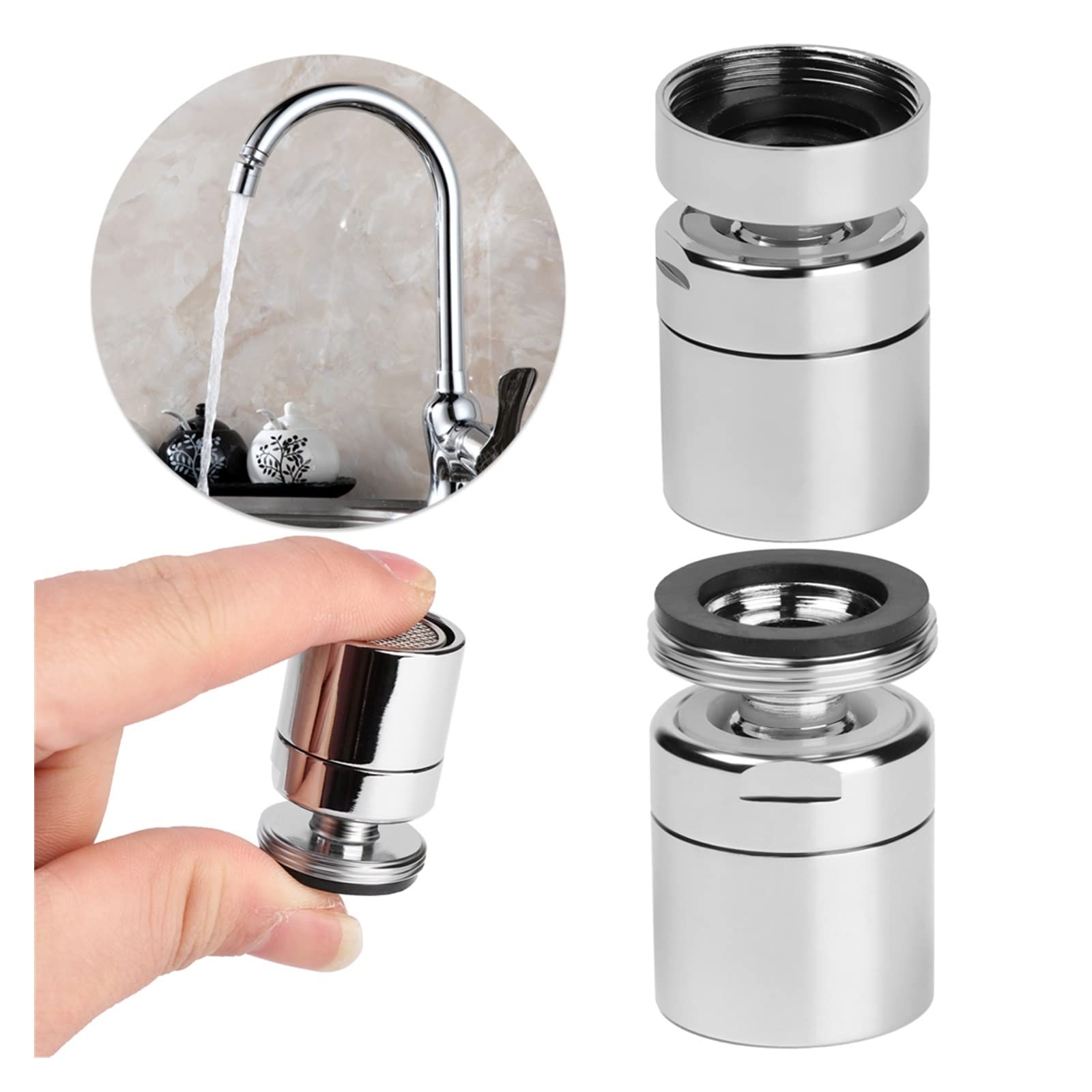 Perlator kranu Adapter do kranu do zlewu kuchennego 1 szt. Bateria kuchenna i łazienkowa Aerator, elastyczny stopień Aerator Opryskiwacz Wylot Obrotowy kran Oszczędzający wodę Głowica dyszy kranu
