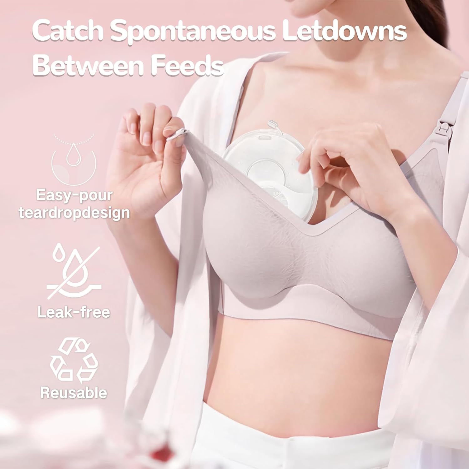 Breast Milk Collector, Milk Collectors for Breastfeeding, Reusable Breast Milk Shells, Catcher Protect Sore Nipples for Breastfeeding,Made from BPA-Free and Food-Safe Silicone(2.03oz,2 Counts) - Image 3