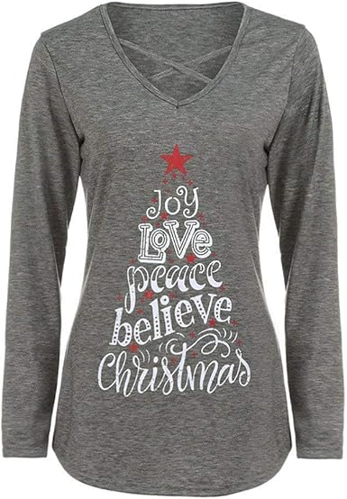 Blouse Christmas Tree Sweatshirt Tops 