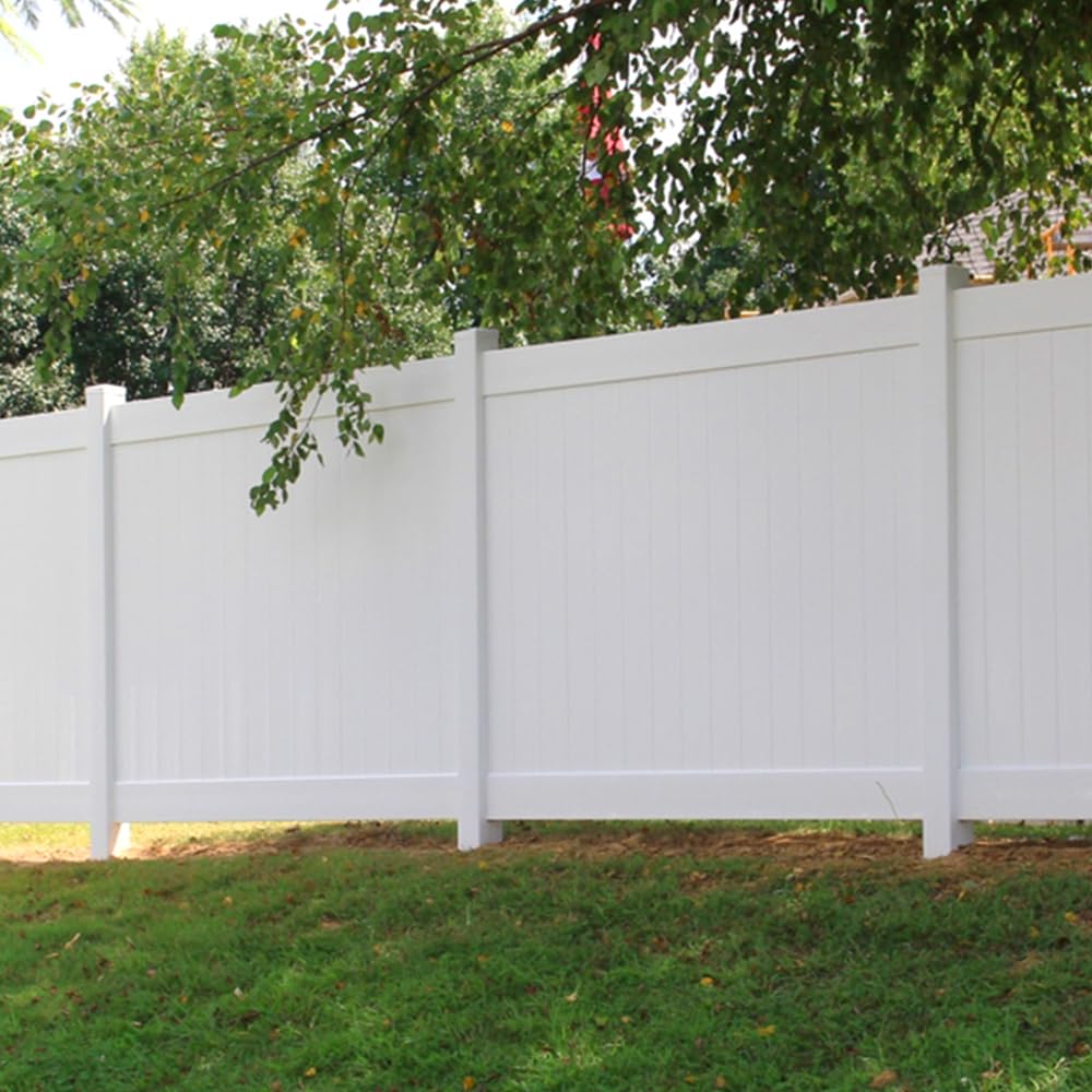 Vinyl Privacy Fence Panels,6ft.H x 6ft.W,DIY Fence for Backyard,White, Full Set of 2 Pcs