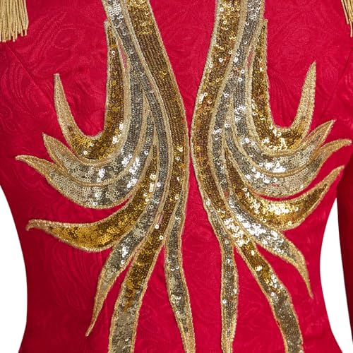 Image of Saniplaycos Women's Ringmaster Jacket Tassel Coat Uniform Ringmaster Circus Costume Medieval Long Sleeves Tailcoat