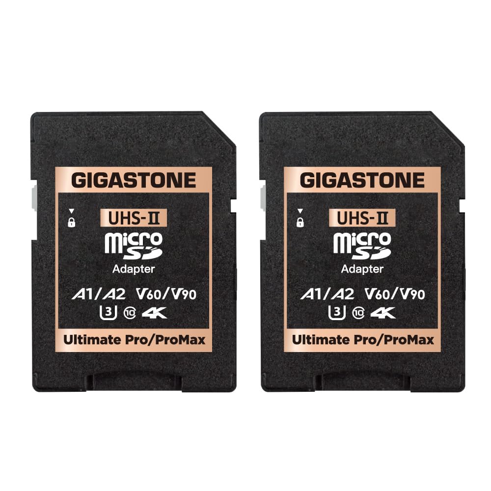 GIGASTONE UHS-II MicroSD to UHS-II SD Memory Card Adapter, Camera Ultimate UHS-II Adapter 2-Pack