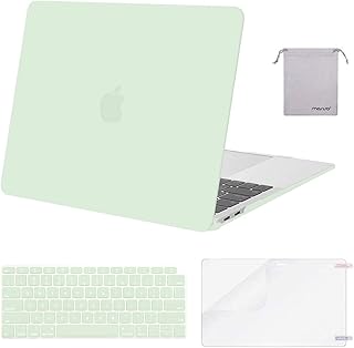 MOSISO Compatible with MacBook Air 13 inch Case 2022 2021 2020 2019 2018 A2337 M1 A2179 A1932 Retina Display Touch ID, Plastic Hard Shell&Keyboard Cover&Screen Protector&Storage Bag, Honeydew Green