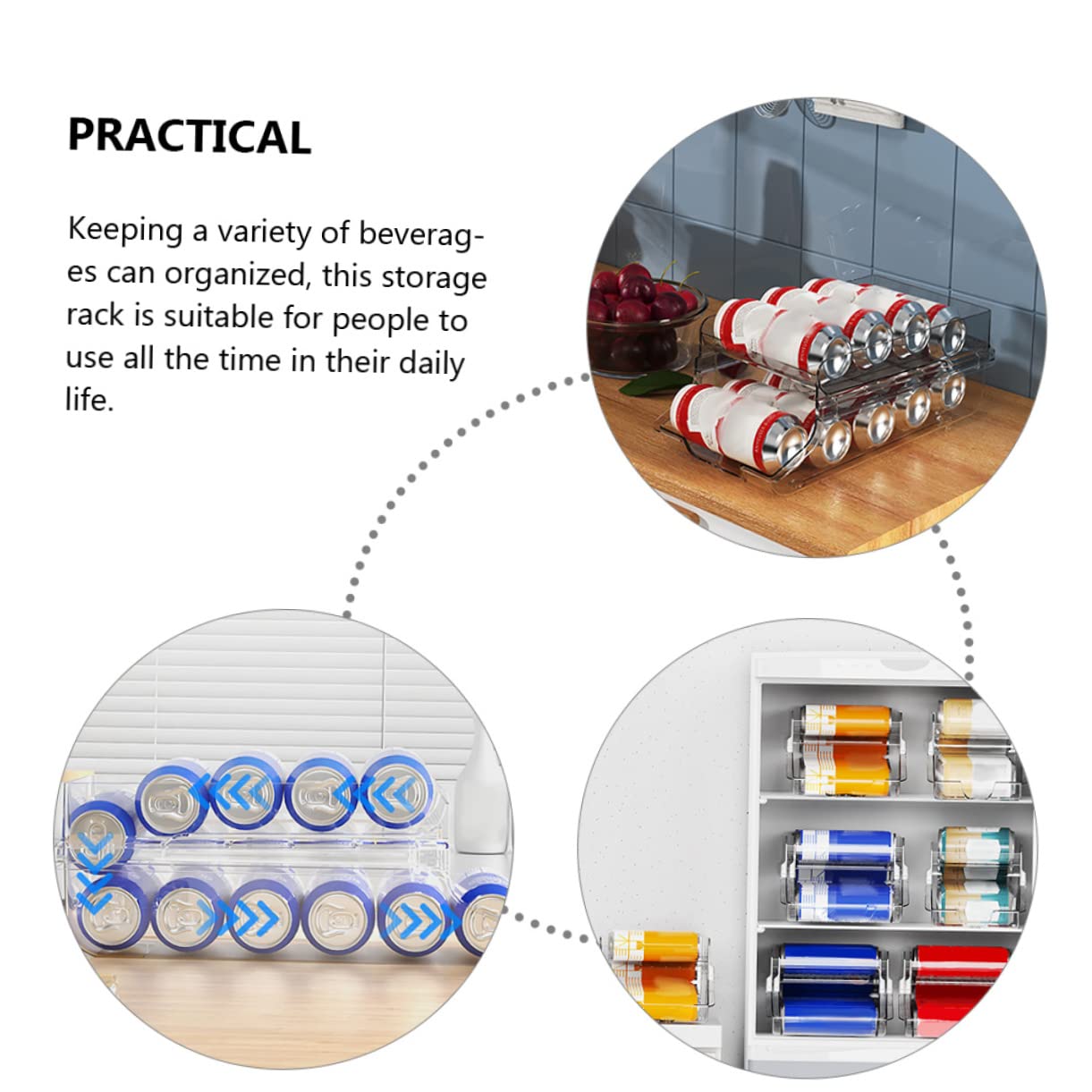 Organizador de Latas de Doble Capa en Plástico para Bebidas 1 Pieza | Diseño Transparente, Estructura Automática de Rodamiento, Uso en Apartamento y Hogar