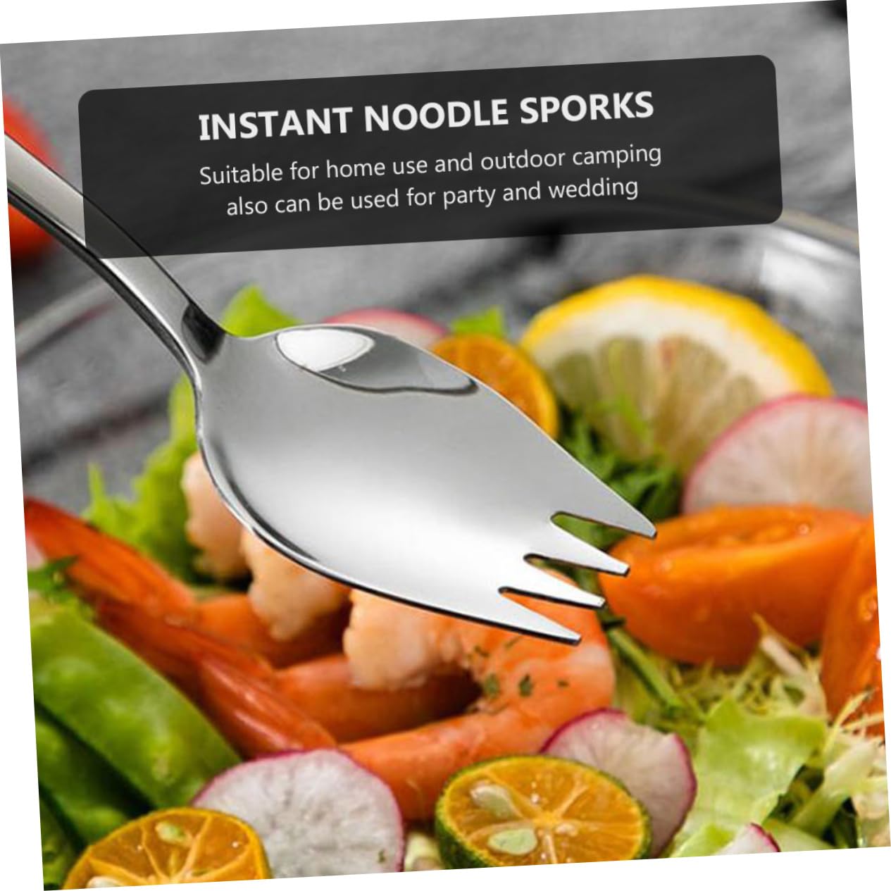 COLLBATH 6 Pcs Stainless Steel Salad Sporks Multi Functional Fruit Forks for Everyday Use Dishwasher Safe Heavy Duty Tableware for Home Restaurant and Outdoor Picnics