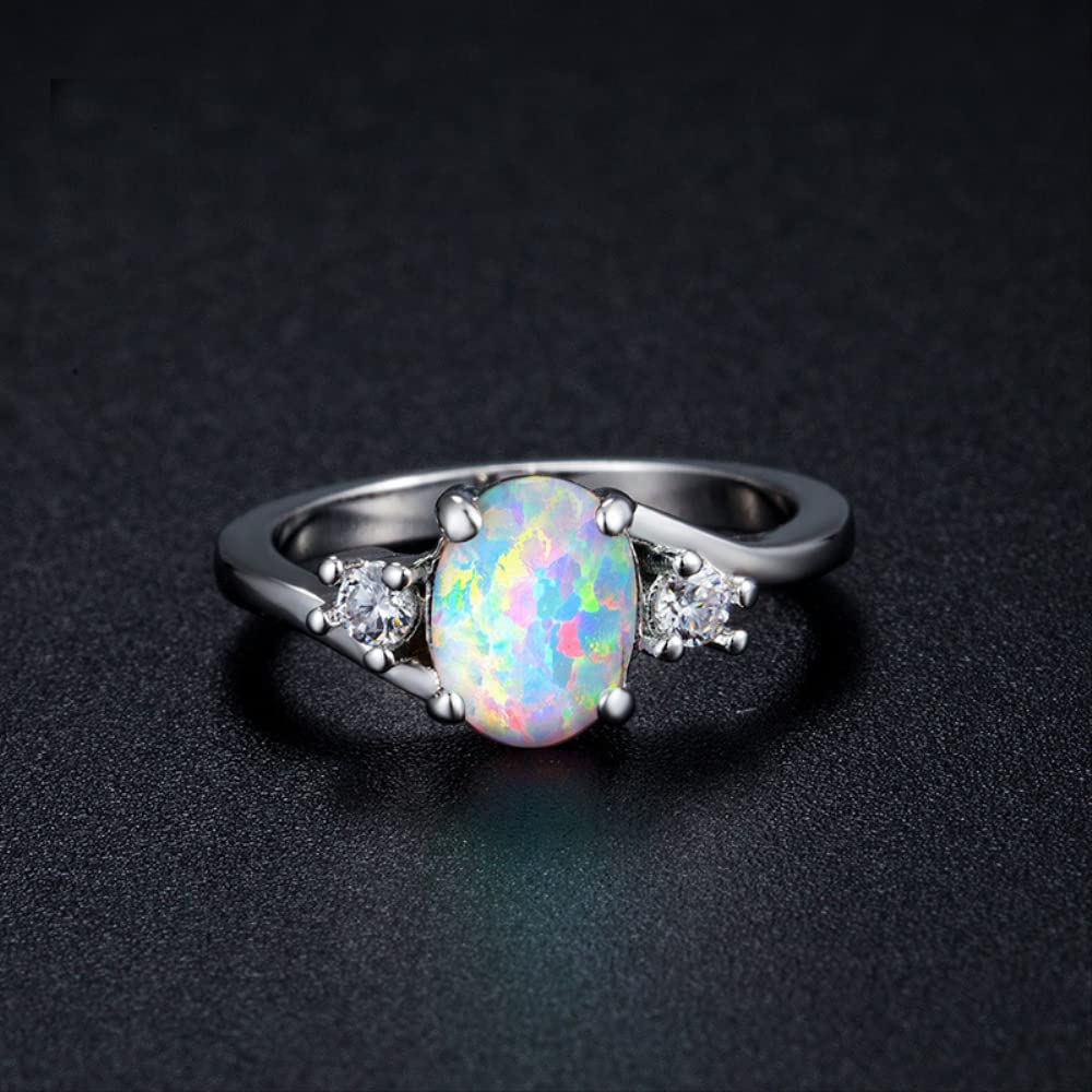 Frauen Ringe 925 Schmuck Oval Form Opal Zirkon Edelstein Fingerring Für Mädchen Hochzeit Verlobung Komponenten