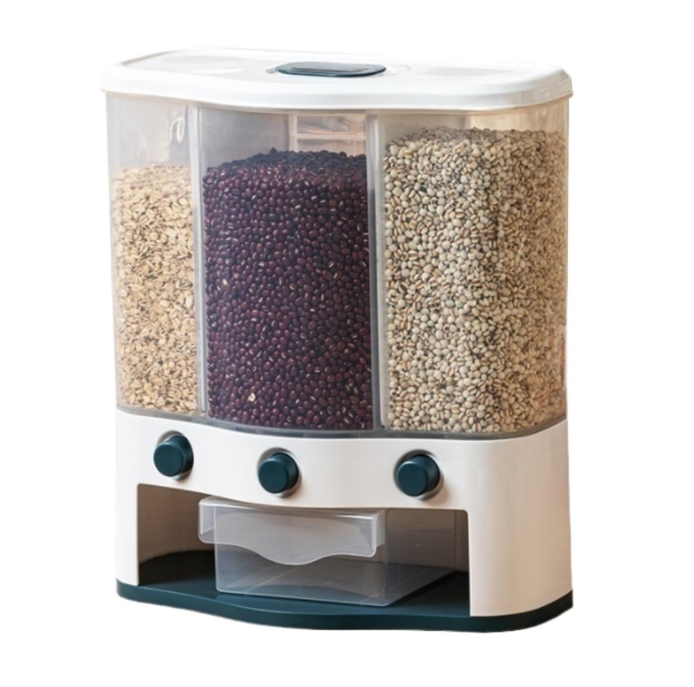 CVdrtyED Dry Food Cereal Dispenser Grain Storage Container Dispenser Rice Rotating One-Click Output Round Pantry Rice Container(Grün)