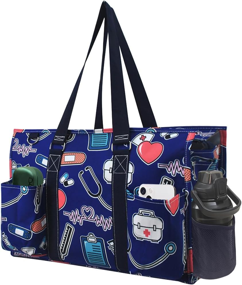 NGIL Zip-Top Tote Bag with Exterior Pockets for Working...