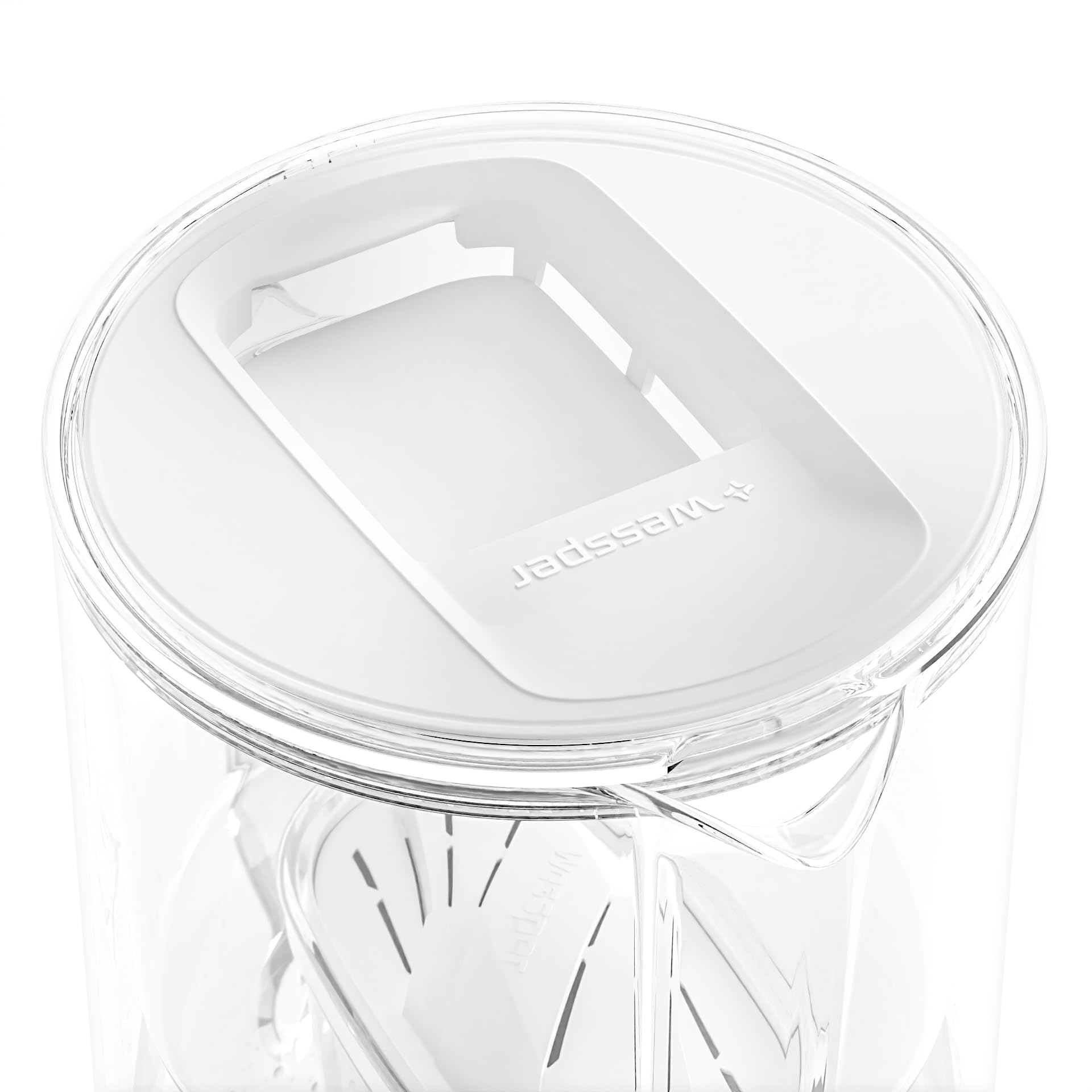 Wessper Carafe filtrante en verre 3 l compatible avec les cartouches filtrantes Brita - Avec 1 cartouche filtrante - Réduit le calcaire et le chlore - Blanc