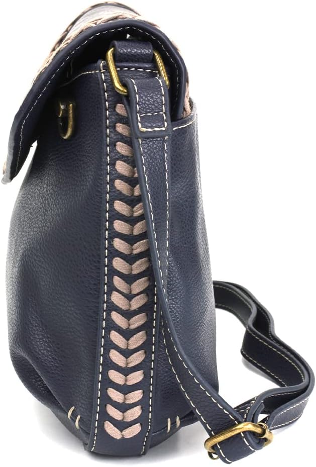CHALA Braided Boho Crossbody - Metal Bird - Navy
