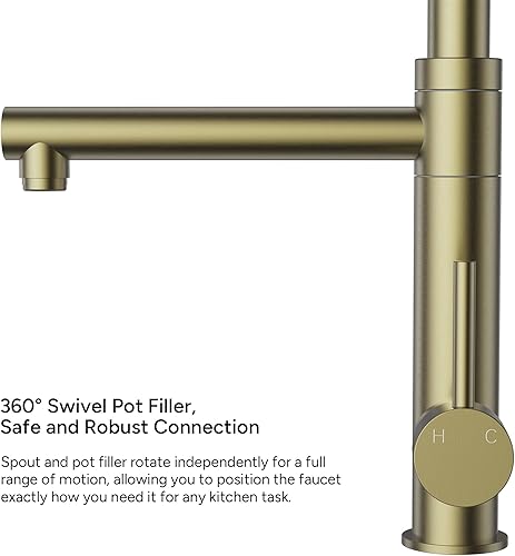 Miniatura 8 de Grifo de cocina comercial de preenjuague con relleno de olla, grifo de fregadero de cocina de alta presión de una sola manija, grifos de cocina de