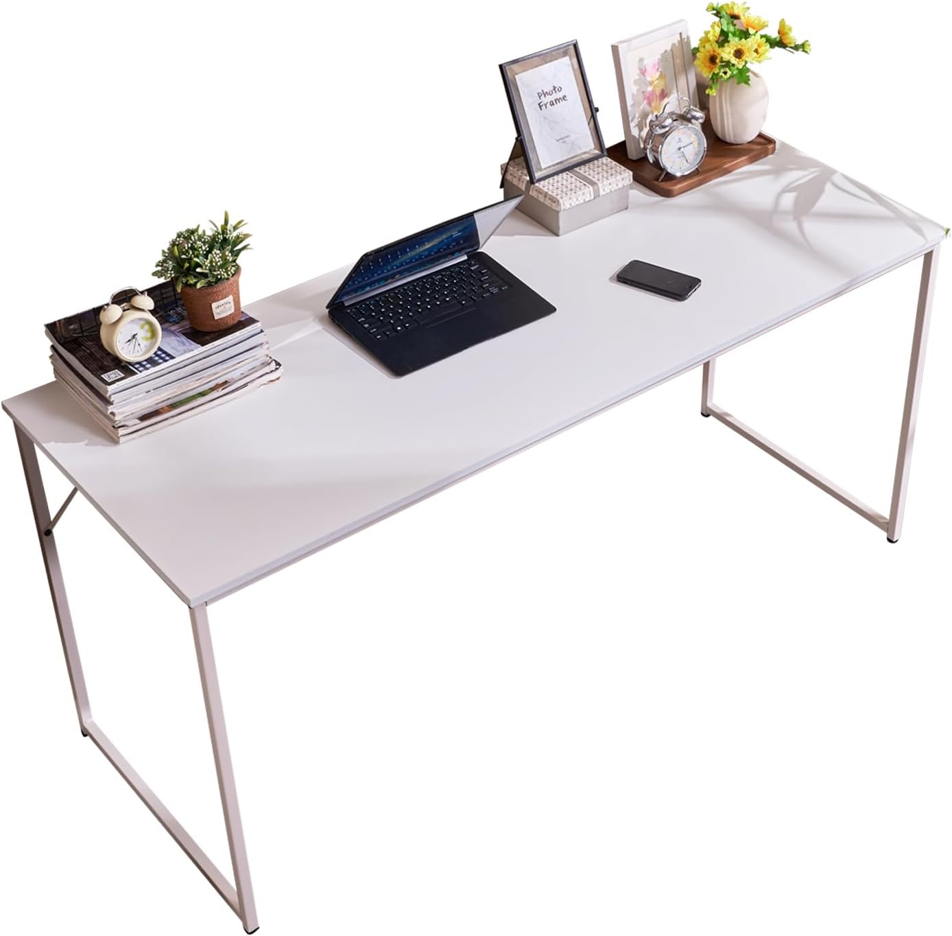 63 inch Computer Desk,Simple PC Laptop Office Study Writing Table Workstation Dining Gaming Desk for Home Office Adults, White 63-Inch White