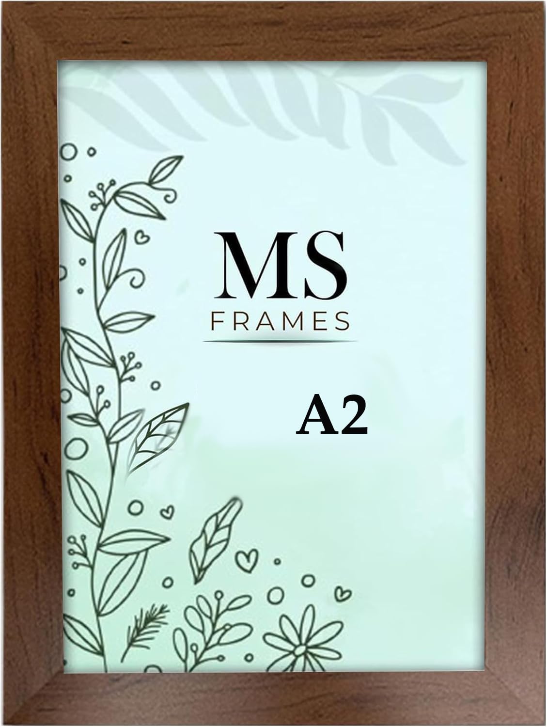 AI Decor A2 Walnut Picture Frames (23.3 x 16.5 Inch) Poster Frame - Clear Acrylic Display Poster MDF Wooden Portrait/Panoramic - Flat Wall Mount Hang Hooks & Free Tabletop Stand (59.4 x 42 cm)