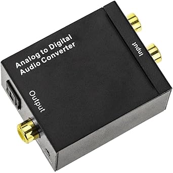 Analog to Digital Audio Converter - RCA to Optical Toslink Coaxial Adapter for Amplifier, Home Theater, HDTV, Gaming Console - Black