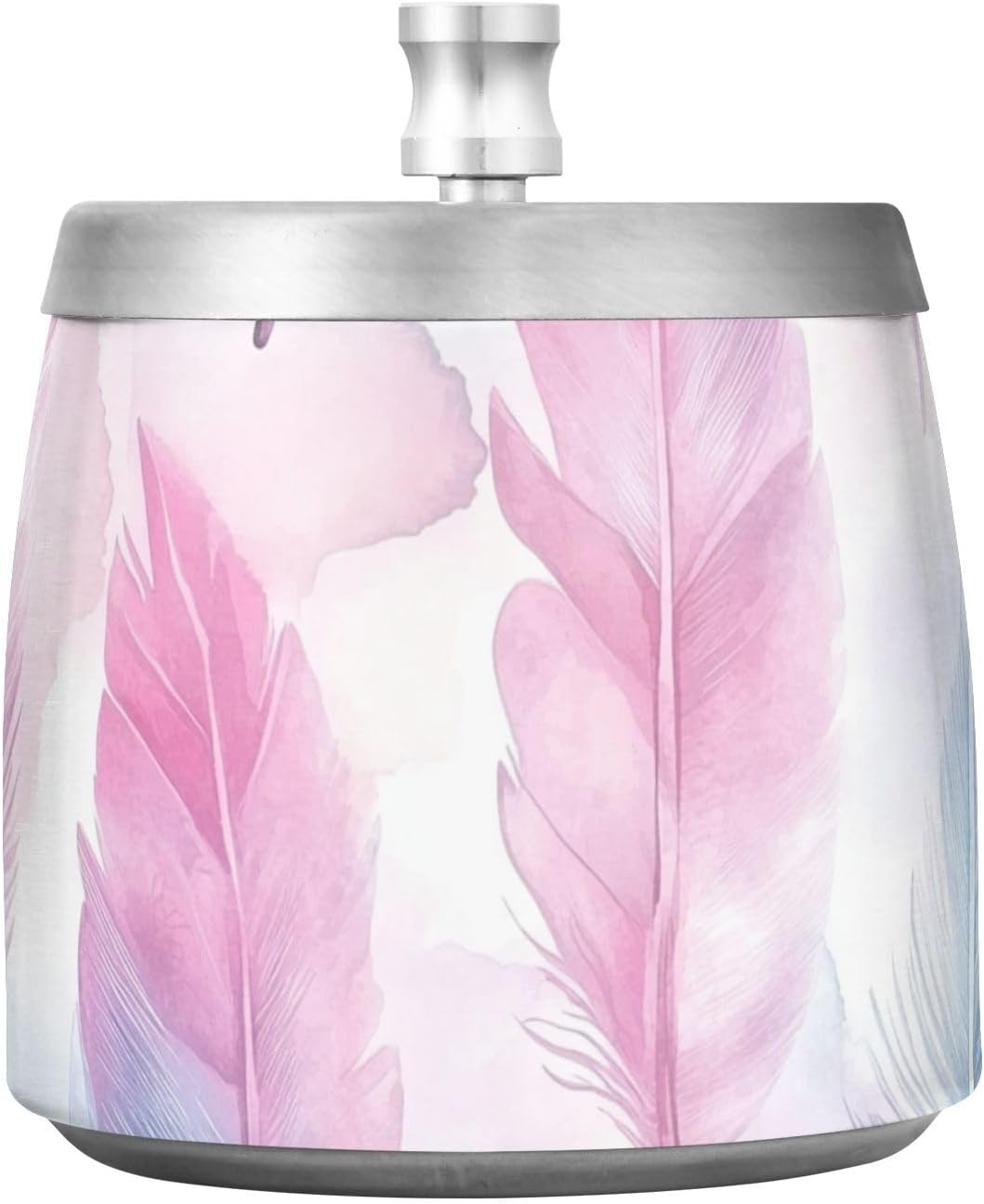 Watercolor Feathers Pastel Colors Stainless Steel Ashtray with Lid for Home Office Indoor Outdoor Cute Non-slip Outdoor Ashtray for Home Office Decor cenicero para habanos