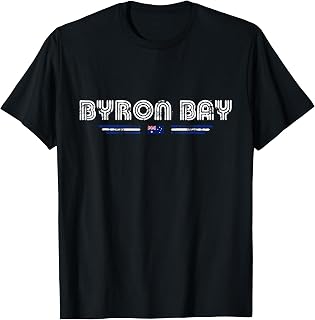 Byron Bay Australia 70s 80s Retro Type Flag Graphic T-Shirt