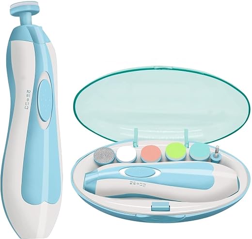 AIRSEE Baby Nail Trimmer Electric Nail Drill Safe File,Baby Nail Clippers with Light &amp; 6 Grinding Pads Polishing Shape Too...
