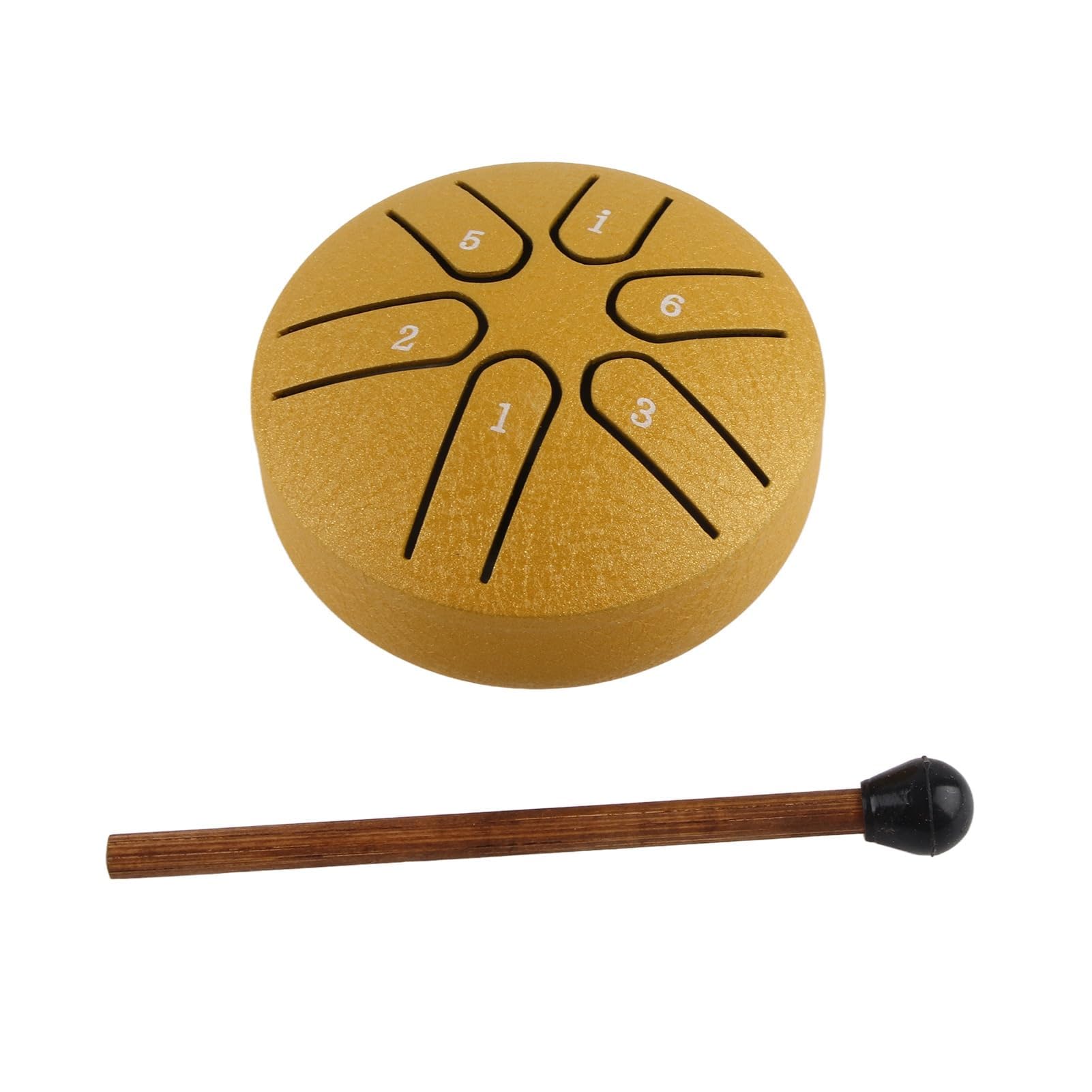 Handpan Bęben Bęben Językowy ze Stali Węglowej Mini 6 Uwaga Bezproblemowy Bęben Instrument Perkusyjny z Podudzie dla Początkujących (Złoto)