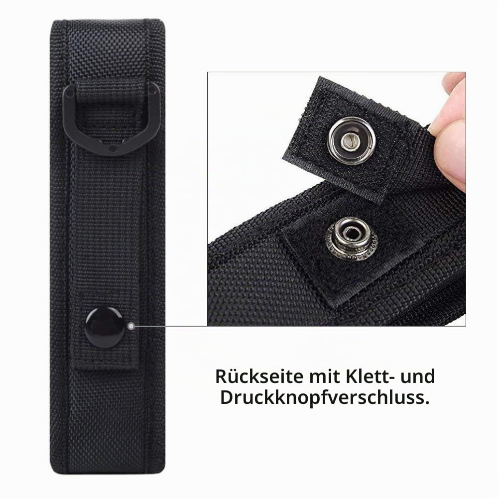 Taschenlampe Tasche, 2 Stück T220 Taschenlampen Holster fur Gürtel, Taschenlampenholster für die Jagd im Freien, Camping, Schwarz (16.5 cm + 20 cm)