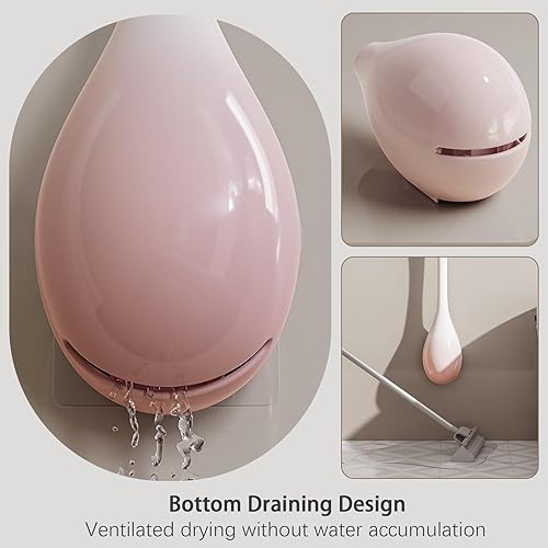 Miniatura 6 de Cepillo de inodoro, paquete de 2 cepillos de inodoro y soporte con soporte ventilado, accesorios de baño, limpiadores de inodoros con cerdas de