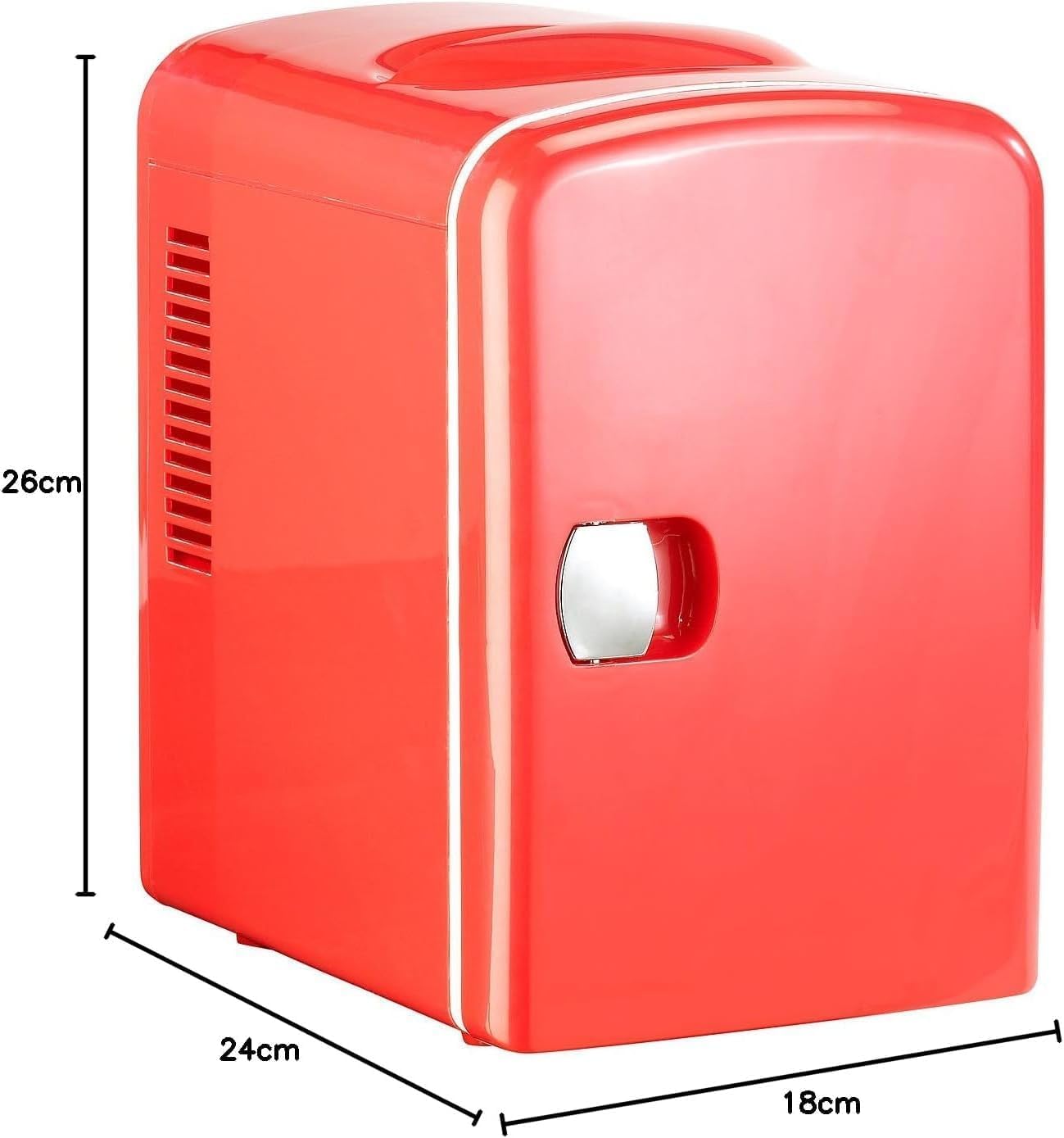 Compact Refrigerator, Portable Mini Fridge, Skin Care 4L Capacity/6 Cans, for Bedroom, Car, Office & Dorm, Small Cooler for Cosmetics, Beverage and Food, red