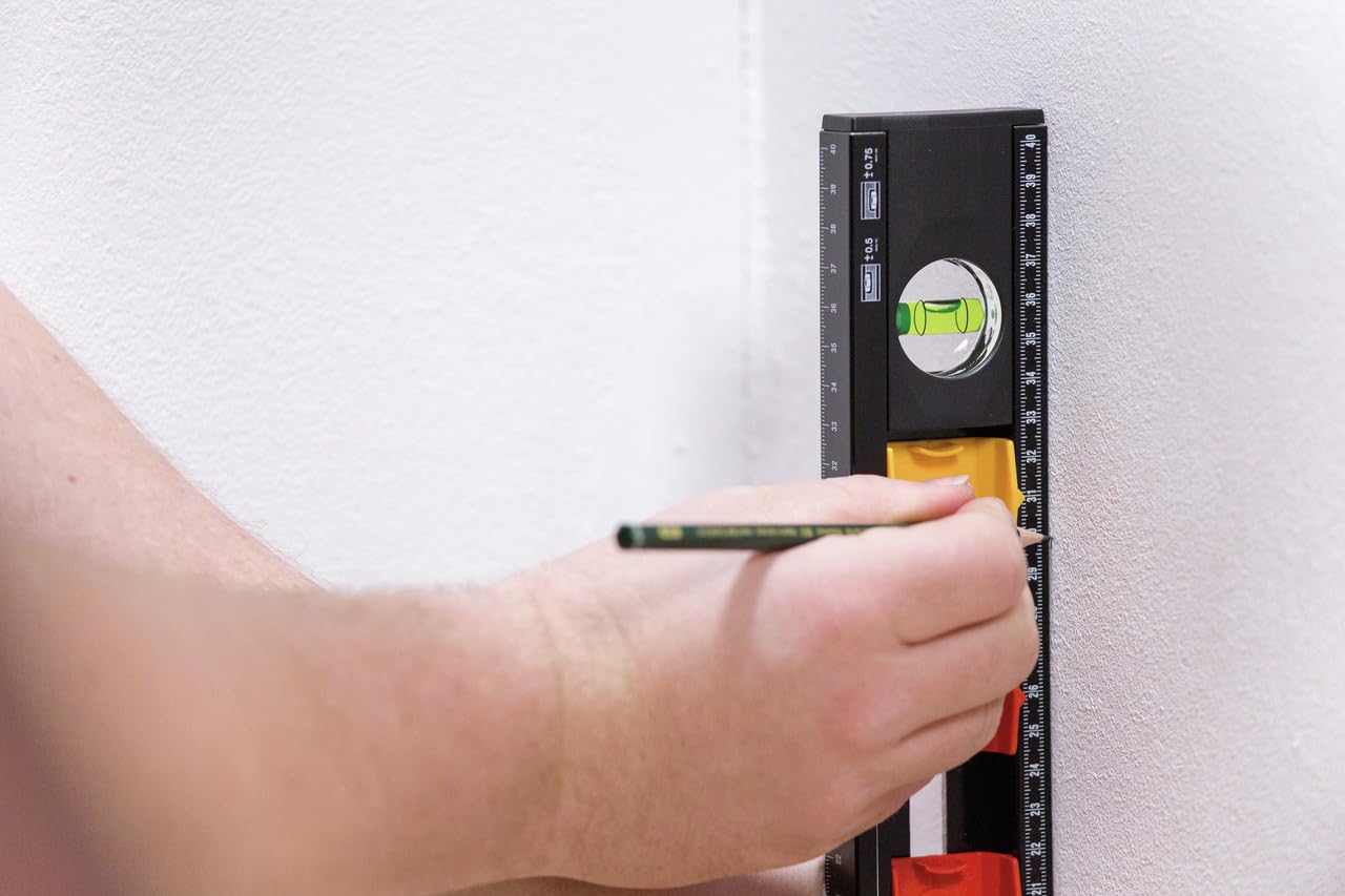 Wiha Nivel de burbuja de aire para electricistas de 40 cm (42074) | (42074) Para instalación eléctrica, marcas de distancia cajas empotradas + tabique hueco I herramienta electricista