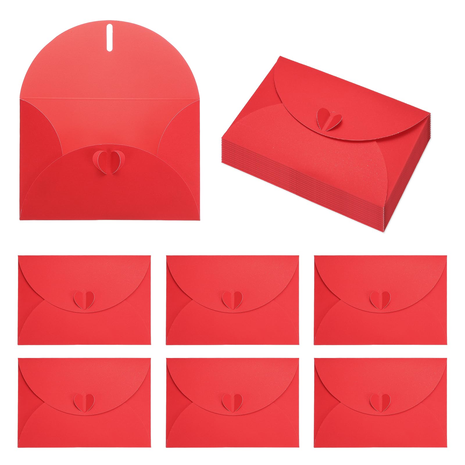 PATIKIL 6.1 x 4.1 Inch Mini Card Envelopes, 20Pcs Cute Envelopes Holder with Heart Clasp for Birthday Weddings Favors Business Greeting Cards, Red