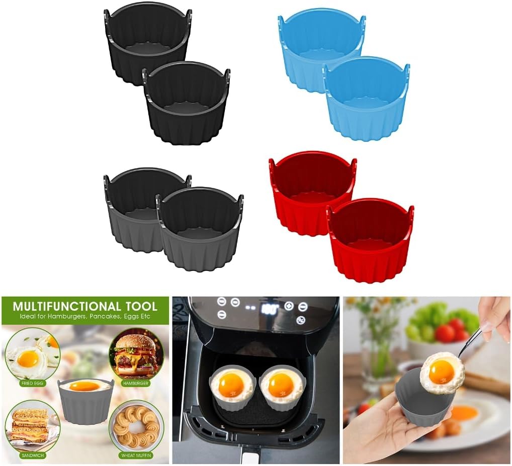 Set of 2 Silicone Ramekins Air Fryers Cookware Eggs Molds Silicone Eggs Poachers