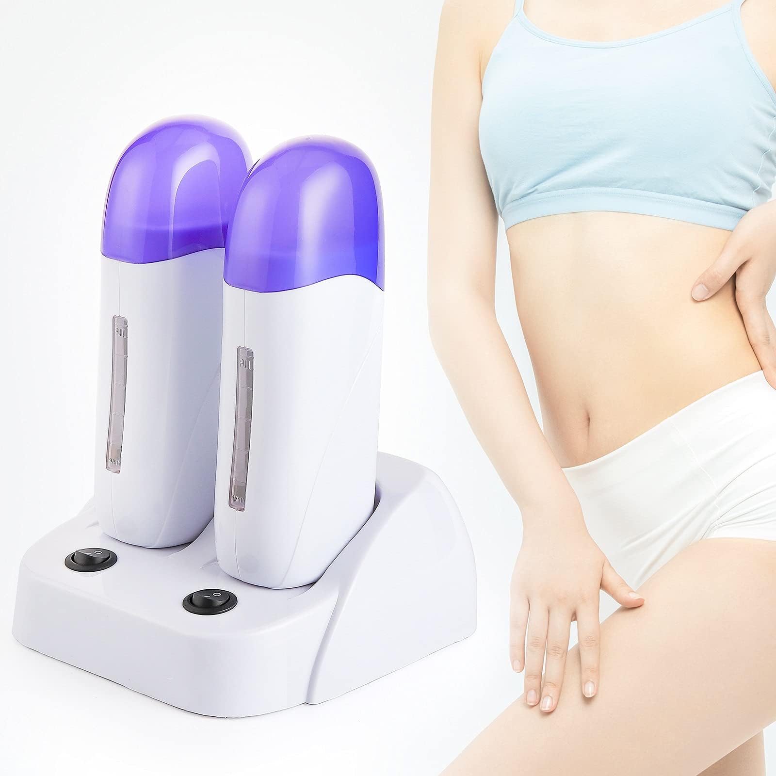 Joody Chauffe Cire pour Roll on Cire Epilation, Double Cartouches Appareil Chauffe cire Professionnelle, électrique Wax Machine