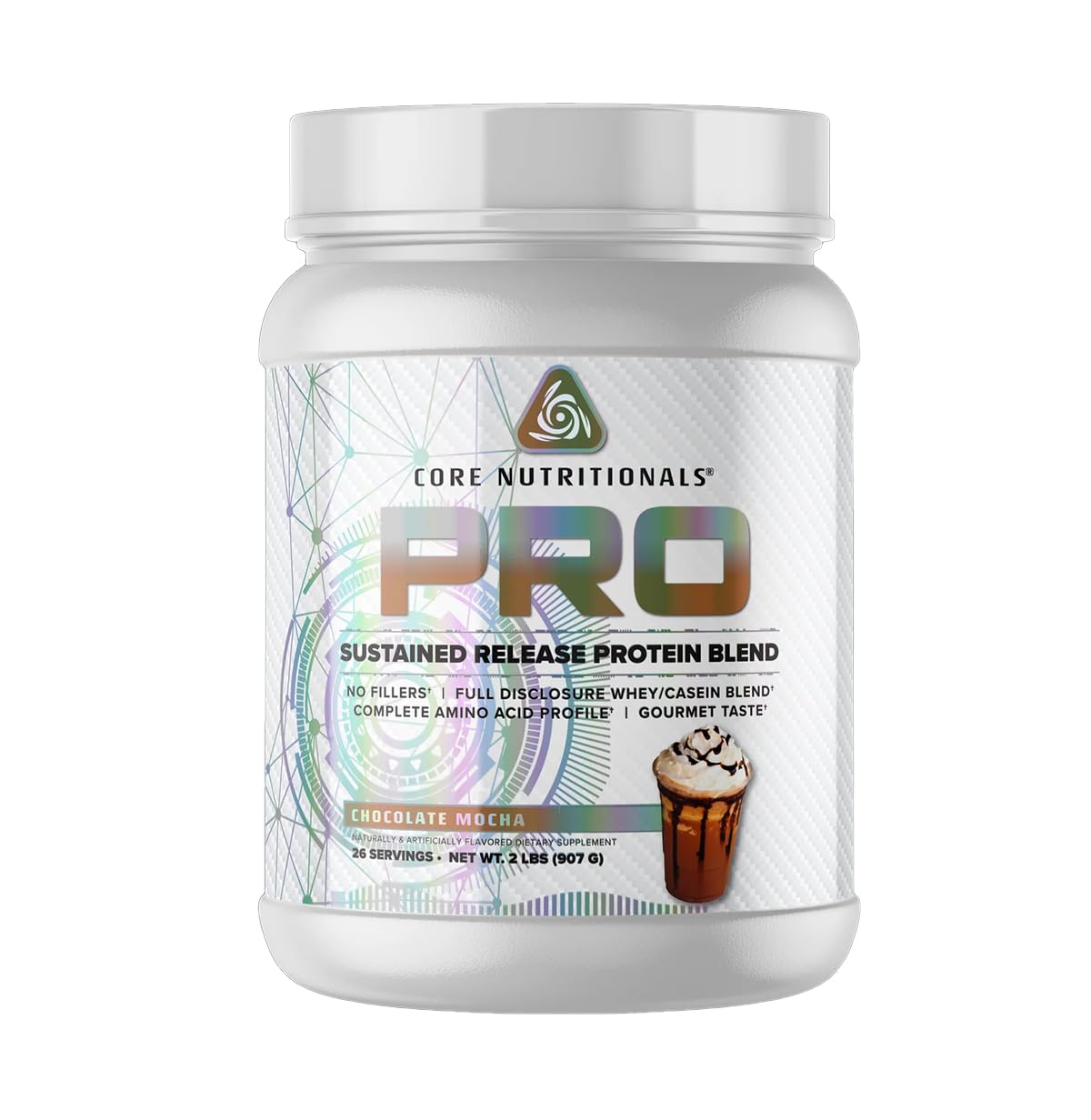 Core Nutritionals Pro Sustained Release Protein Blend, Digestive Enzyme Blend, 25G Protein, 2G Carb, 27 Servings (Chocolate Mocha)