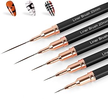 SCH' Black Nail Art Brushes, 5Pcs Super Fine Strip Brush Set with durable materials perfect for beginners and professionals.