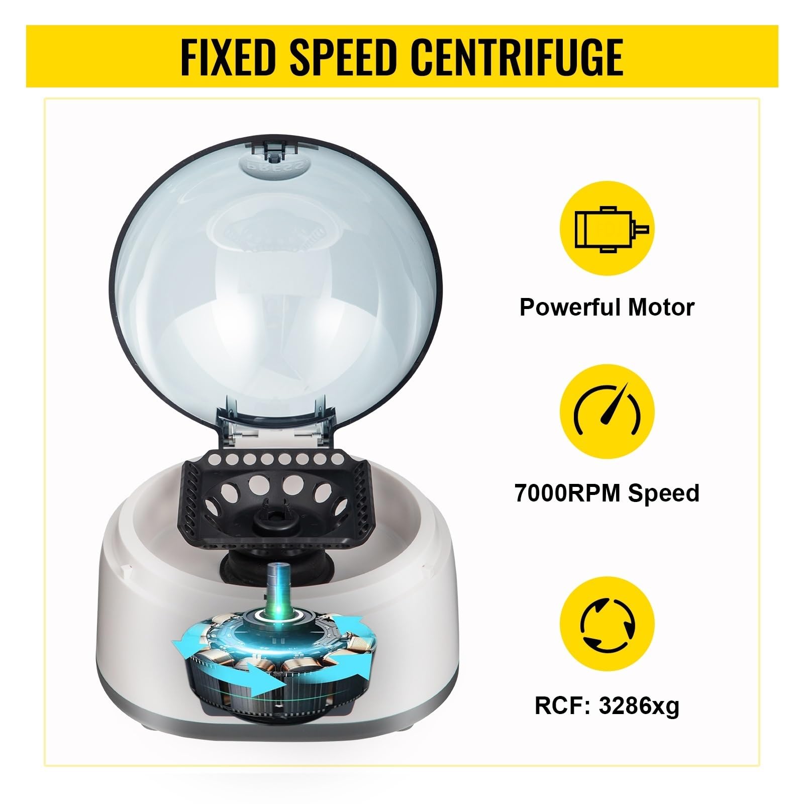 Máquina centrífuga eléctrica, Mini laboratorio de sobremesa, velocidad de 500-5000/7000 RPM con centrifugadora de laboratorio de sangre de Rotor 2 en 1/médica(500-5000RPM Speed)