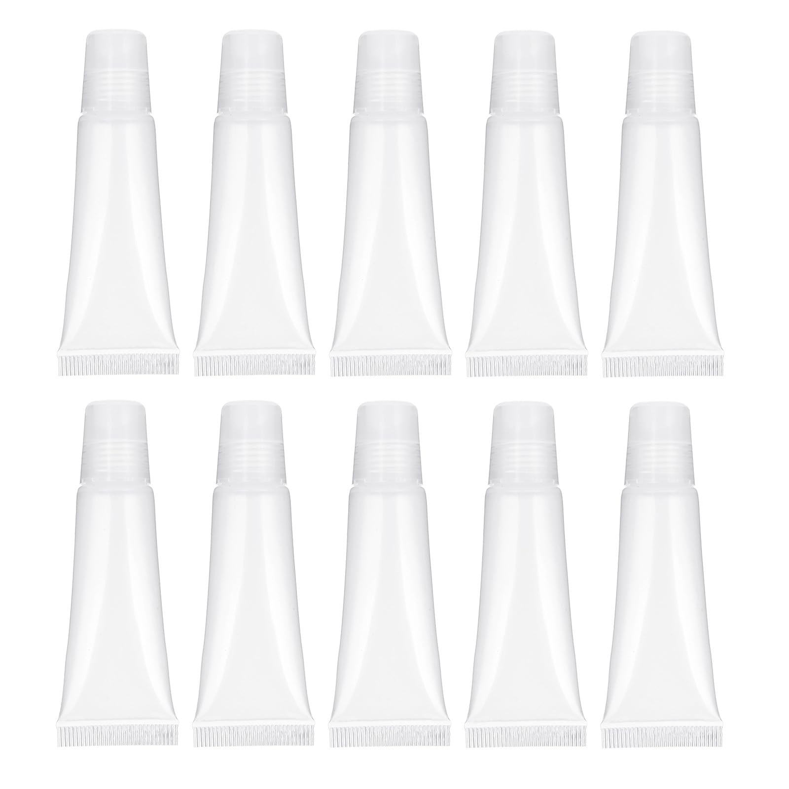 10 Pcs Refillable Travel Toothpaste Tube Empty Lip Gloss Tubes 10ml Clear Lip Balm Containers Refillable Empty Tubes Bottles Balm for Sample Shampoo