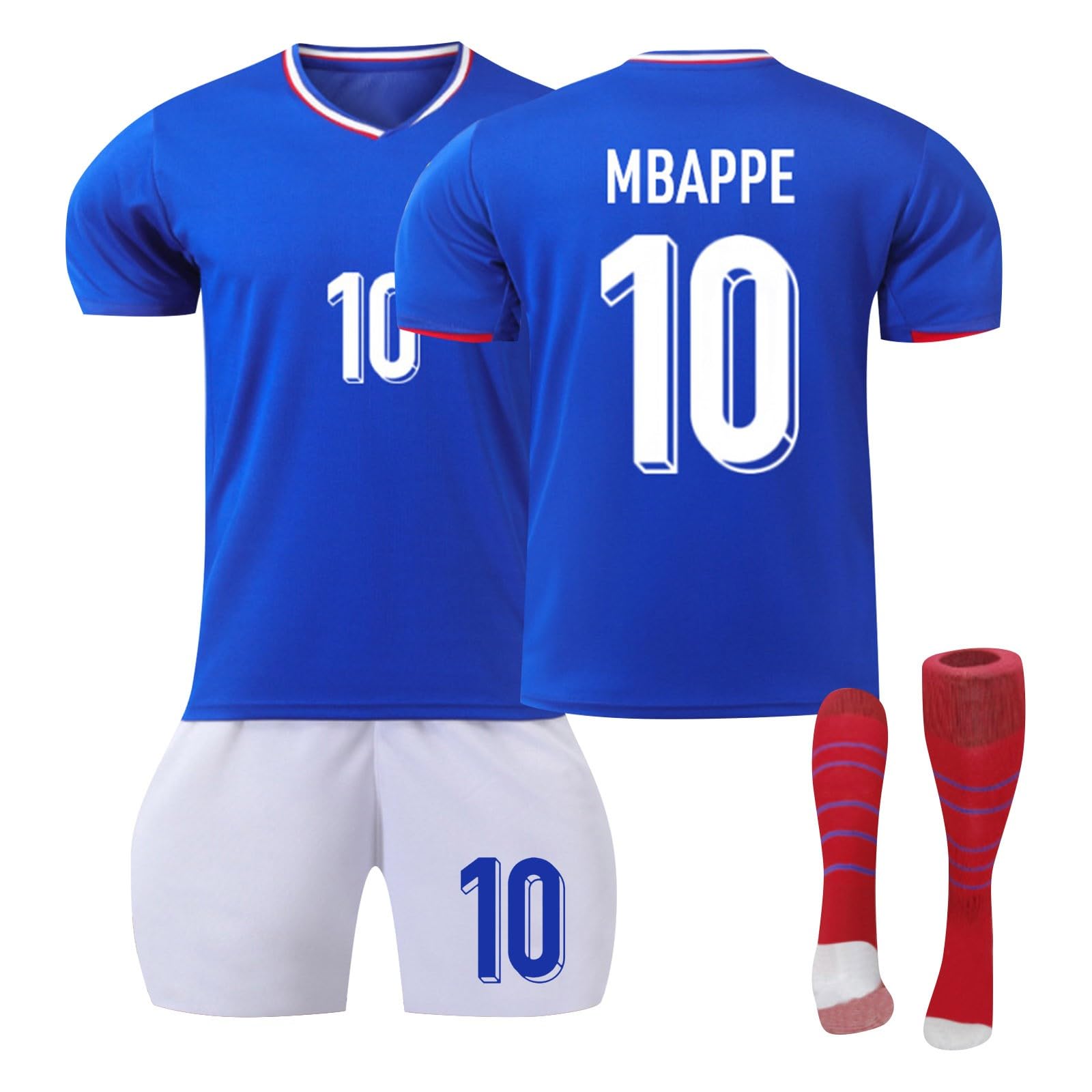 Maillot de Foot Enfant et Homme Maillot Equipe de Football 2024 2025 Nouveau,Ensemble foot Enfant Soccer Jersey 3 Pièces, Équipement Football Garçons/Adultes Entrainement T-Shirt et Short Chaussettes