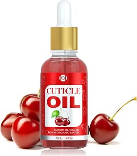 Cuticle Oil for Nails, 30ml Cherry Nail Oil Cuticle, Jojoba Nail Cuticle Oil Contain Vitamin B & E, Moisturizes Cuticle and Nail's Skin, Strengthens Nails, Prevents Hangnails and Chapped
