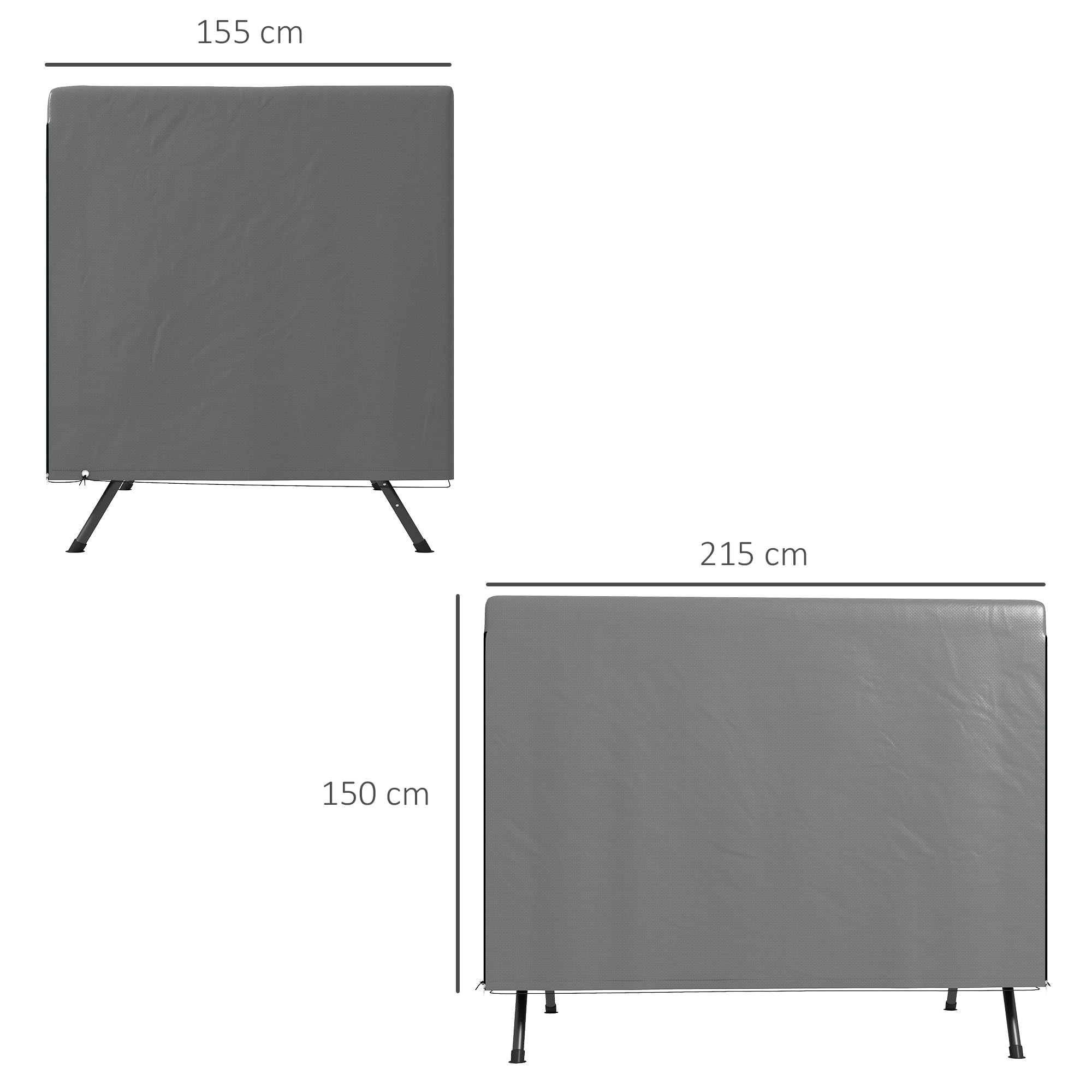 Outsunny Housse de Protection pour Balancelle de Jardin 3 Places Gris Foncé | Housse de Balancelle de Jardin, Toile PE Imperméable, Anti-Poussière et Coupe-Vent, 215 x 155 x 150 cm