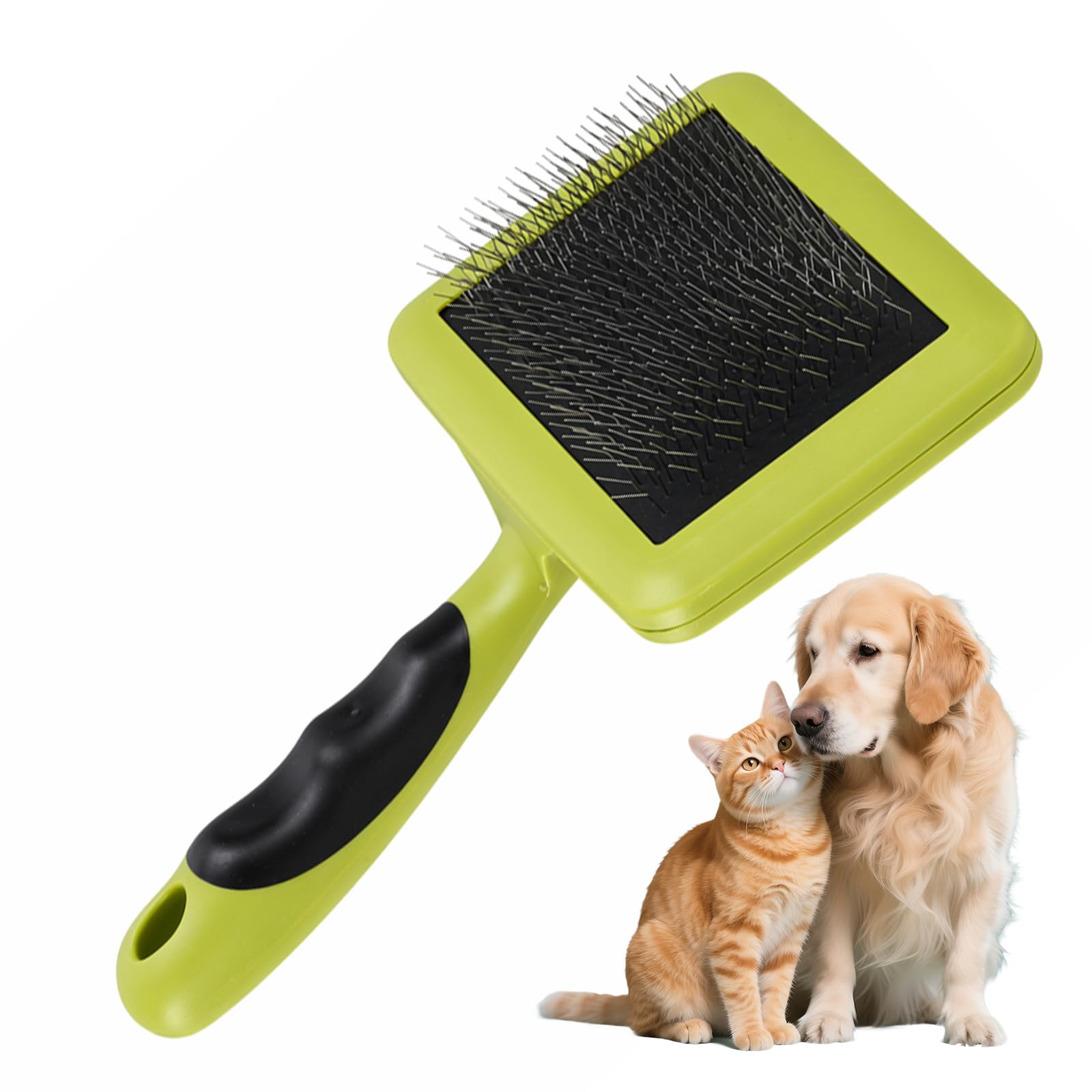 Large Pet Grooming Brush for Dogs and Cats - Green Deshedding Tool for Short and Long Hair - Removes Loose Undercoat and Tangles