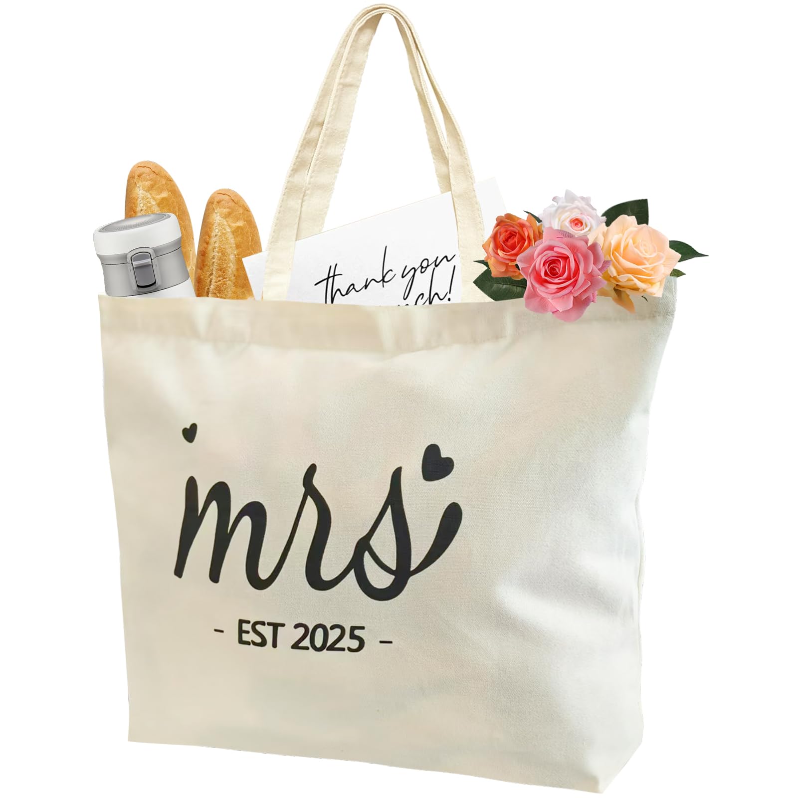 Ohtum Bridal Shower Gifts For Bride To Be Tote Bag Canvas Wedding Bag With Handle Womens Mrs Bag Bridesmaid Gifts Purse